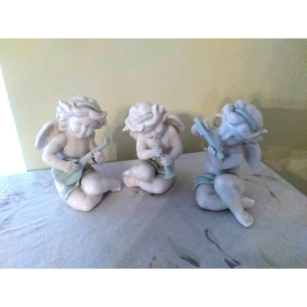 Vintage Lenwile China Ardalt Japan Verithin Musical Cherubs – 3 Figurines